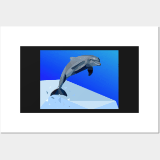 Blue Geo Dolphin Posters and Art